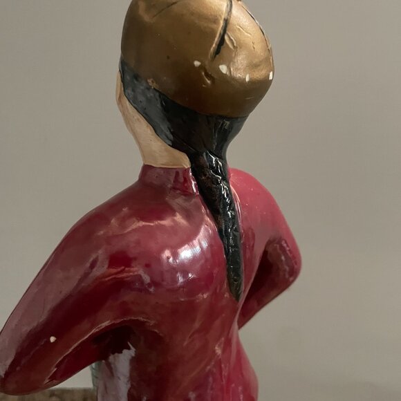 large vintage antique Asian Chinese ceramic figurine man 15.25" tall - Picture 5 of 9